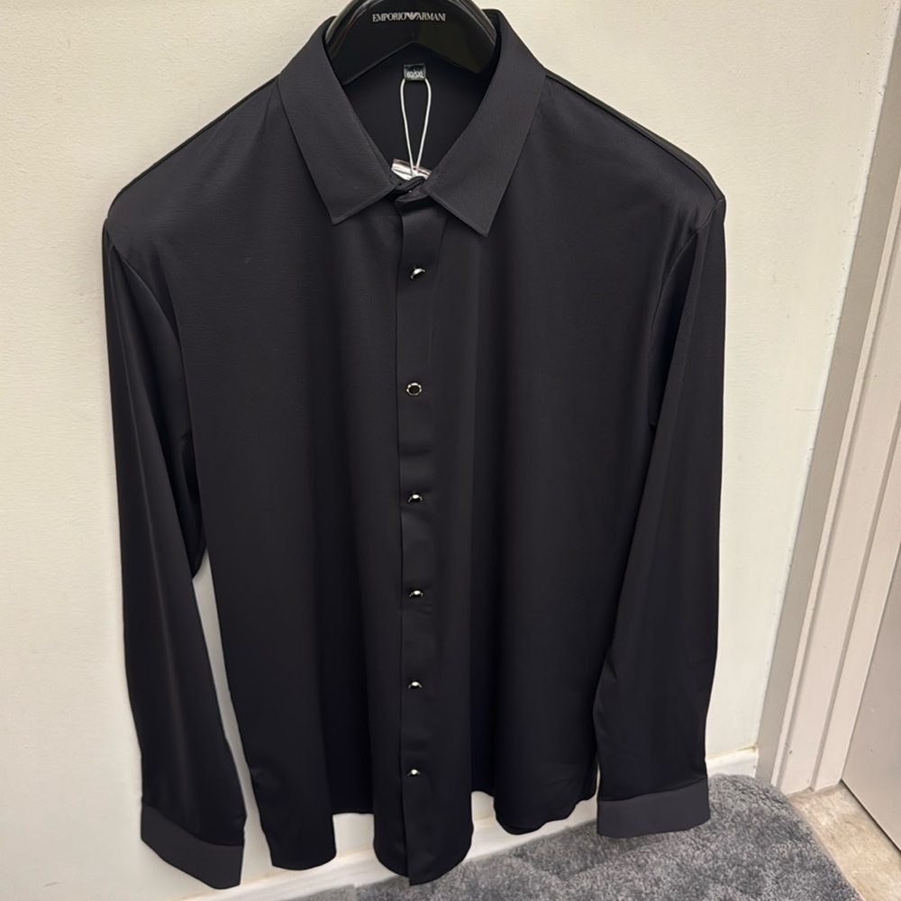 Men’s classic black dress shirt Japan 5x relaxed fit USA XL